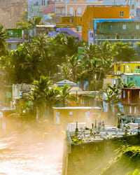 Flooding in an island community.